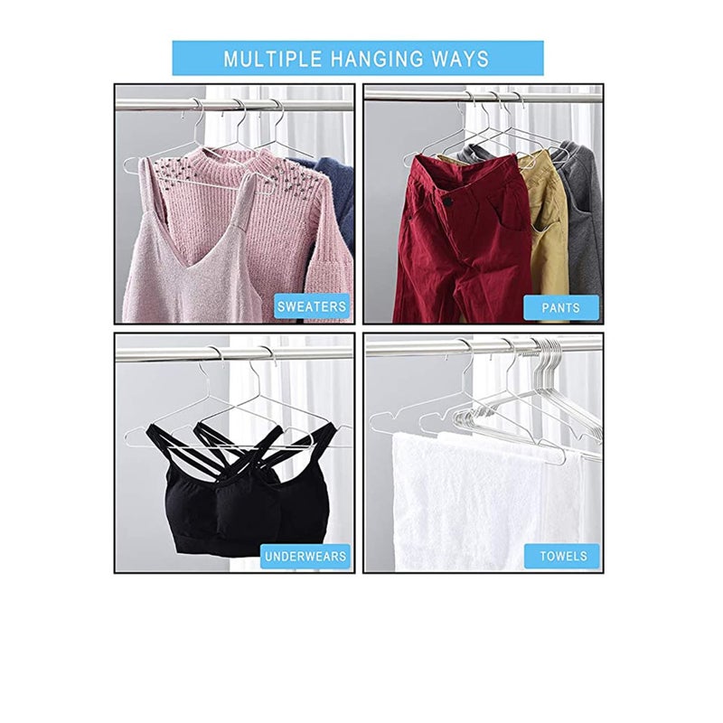 SOLARAE شماعات معاطف 10 عبوة شماعات سلكية ثقيلة من الفولاذ المقاوم للصدأ مع أخاديد غير قابلة للانزلاق، قميص، شماعات ملابس معدنية فائقة النحافة لتوفير المساحة 16.5 بوصة - Image 3