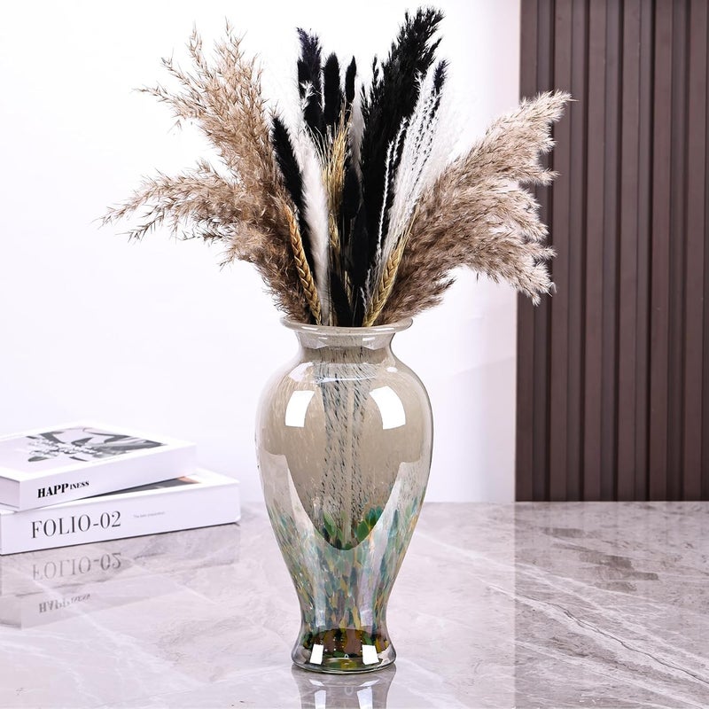 oliruim Hand Blown Stained Glass Vase (Green) - Image 1