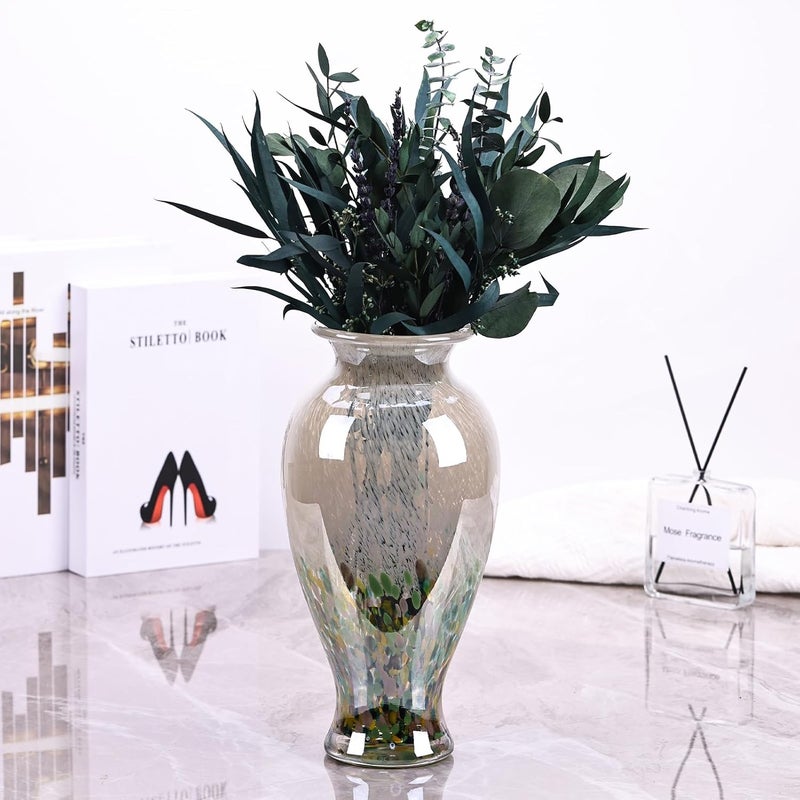oliruim Hand Blown Stained Glass Vase (Green) - Image 5