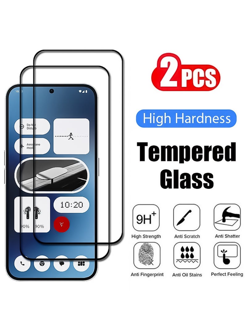 2 Pieces Tempered Glass Film for Nothing Phone 2A Screen Protector,  Anti-Fingerprint Full Cover Screen Protector Accessories (Black Clear) - Image 1