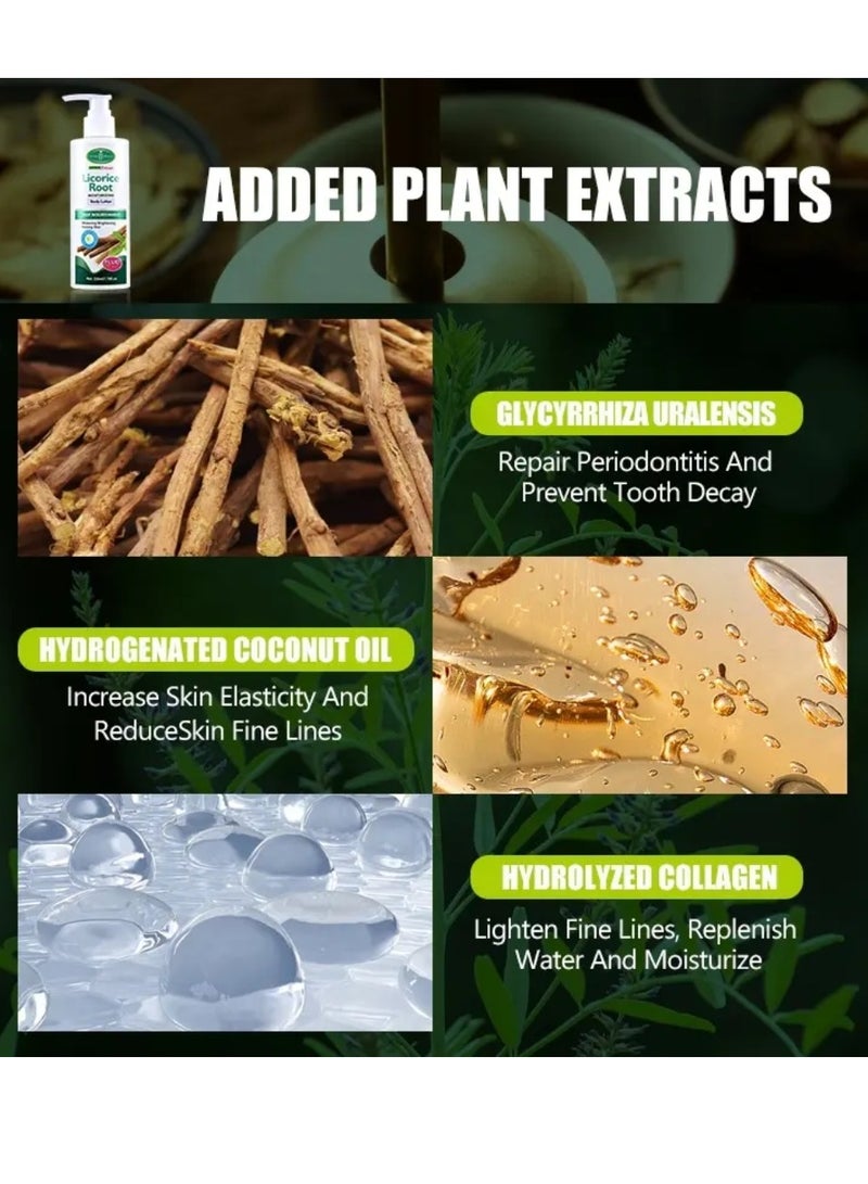 Aichun beauty 230ml Licorice Root Whitening Body Lotion Deep Nourishment Firming Skin Brighten Lightening Oil Skin Softens Repair Herbal Extract Licorice Root Body Lotion Skin Moisturizing Body Lotion - Image 4