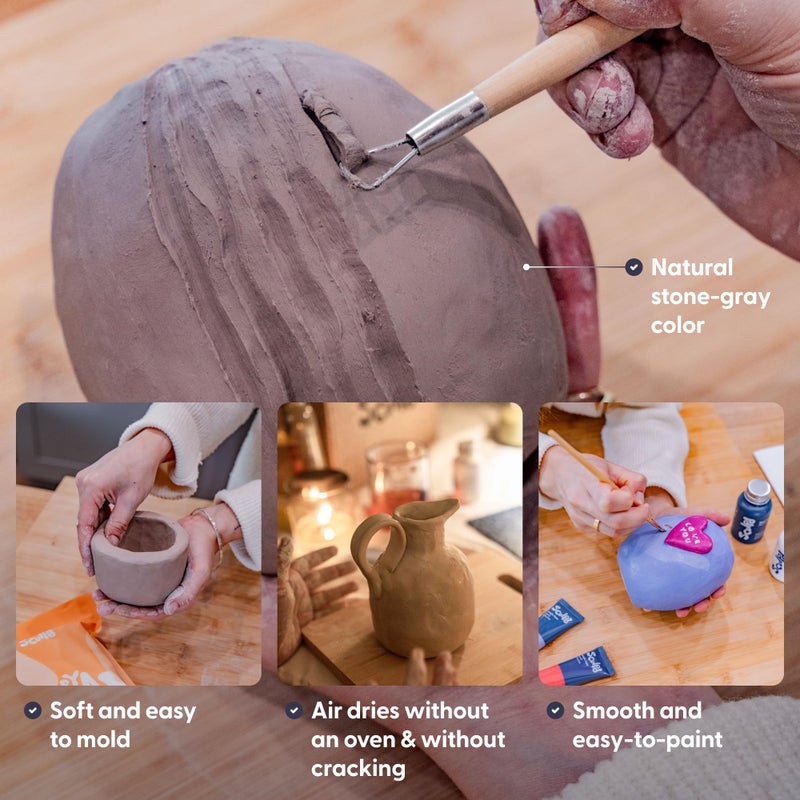 Sculpd Air Dry Clay - Premium Sculpting & Modeling Clay for Arts and Crafts - Self-Hardening Soft Clay for Adults Activities - Bulk Craft Supplies & Art Materials (2.2lbs Bulk Value Bag) - Image 3