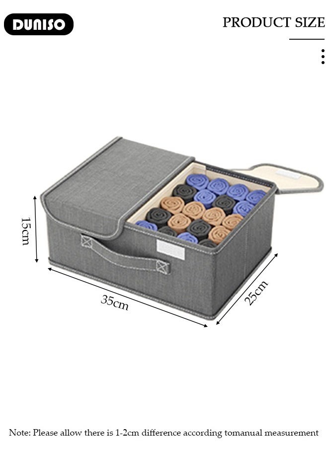 DUNISO 2pcs Foldable Closet Storage Organizer with lid,Wardrobe Clothes Organizer For Organizing Clothing, Sheets, Toys, Books,Washable Closet Storage Boxes with Carrying Handles Cube Stackable Storage Bin for Home Bedroom Office  - Image 4