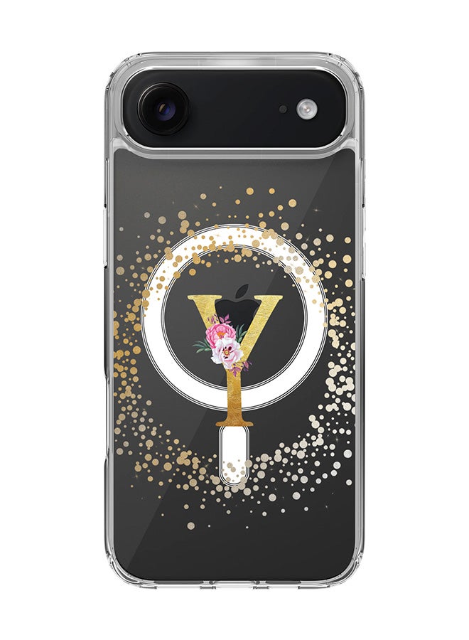 Stylizedd Classic Clear MagSafe Case for iPhone 17 Air , Hybrid Soft Case Flexible Edges Anti Drop TPU PC Gel Thin Transparent Cover [ Designed for iPhone 17 Air ] - Custom Monogram Initial Letter Floral Pattern Alphabet - Y  (Clear )