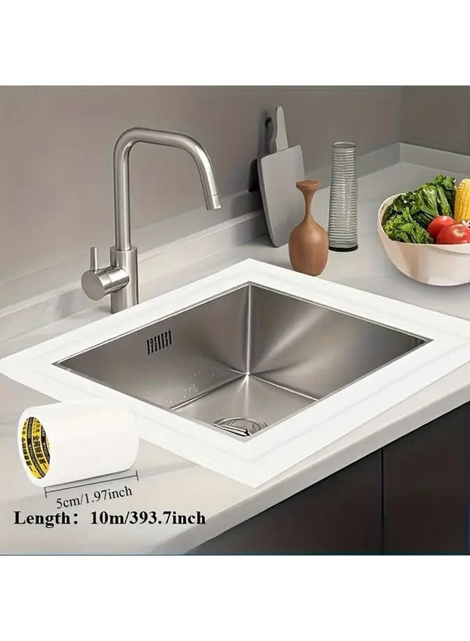 شريط مطبخي أبيض مقاوم للماء ومضاد للتسرب ومقاوم للرياح 50 مم × 393.7 بوصة لإصلاح الجدران وترقيعها - Image 1