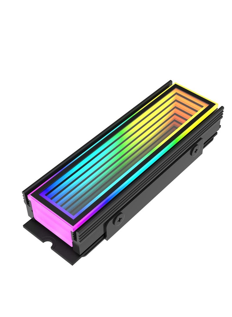 SOLARAE M.2 2280 ARGB Hard Drive Heatsink - Cooling M2.2280 SSD Cooler with 5V 3Pin Addressable RGB Sync. Multi-Mainboard Compatible for Efficient Heat Dissipation. SSD Radiator with Thermal Pad in Black - Image 1
