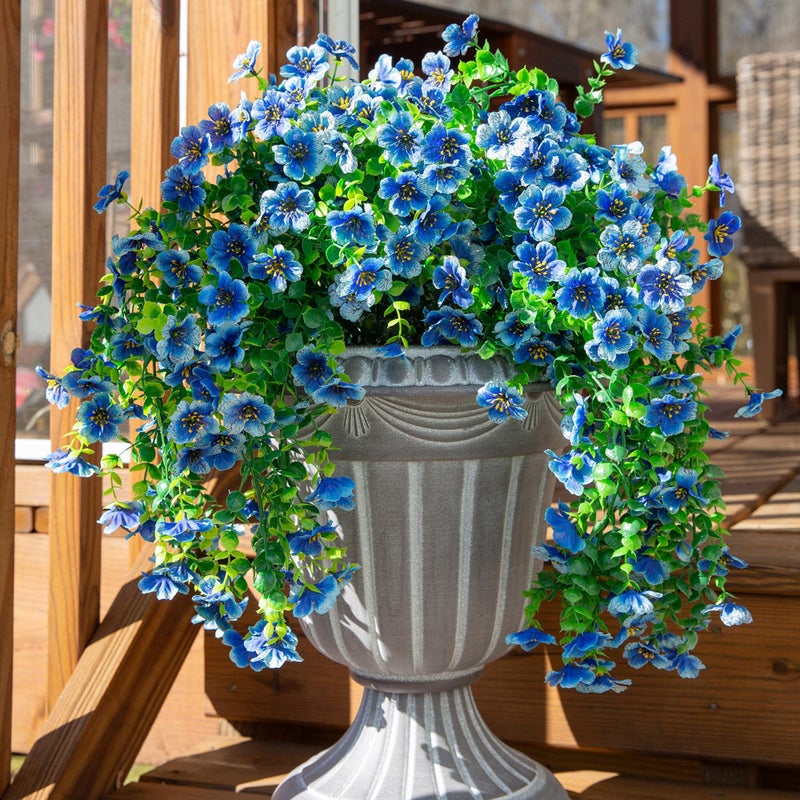 HyeFlora Artificial Flowers for Outdoors Decoration 2Pcs Blue Fake Hanging Spring Summer Decor Lifelike Plants UV Fading Resistant Flower for Porch Patio Balcony Planter Yard Home Garland - Image 2