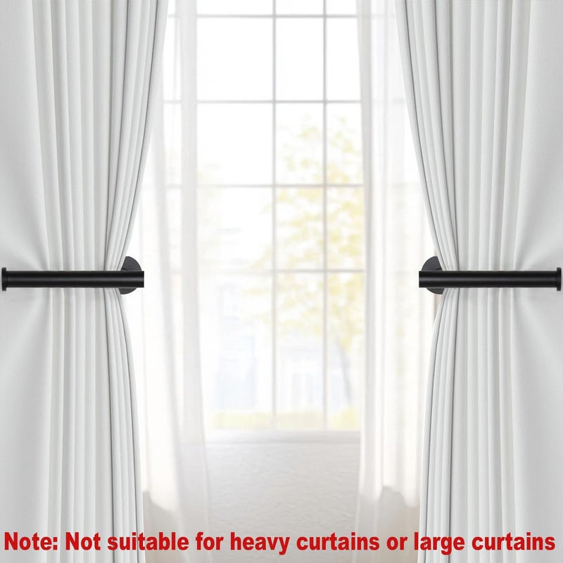 Hoousuper 4pcs Curtain Holdbacks, Screw-in Curtain Tiebacks Curtain Tie Backs Curtain Holders for Wall Mounted Curtain Pull Backs for Drapes, Curtain Side Holders Hooks, 304 Stainless Steels, Black - Image 3