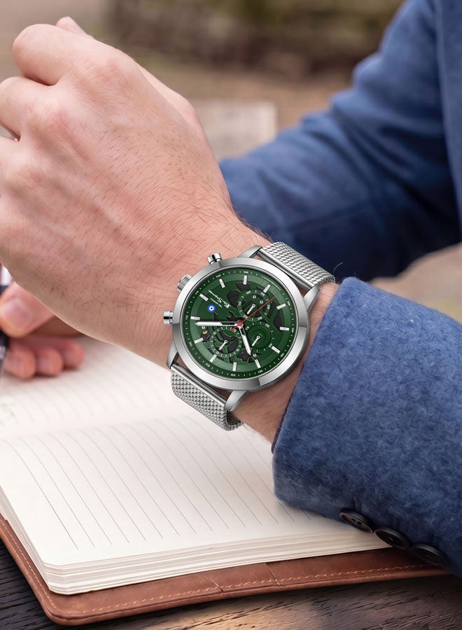 Ben Sherman Nottingham Green Dial Stainless Steel Bracelet Chronograph Watch for Men, 44mm - Image 5