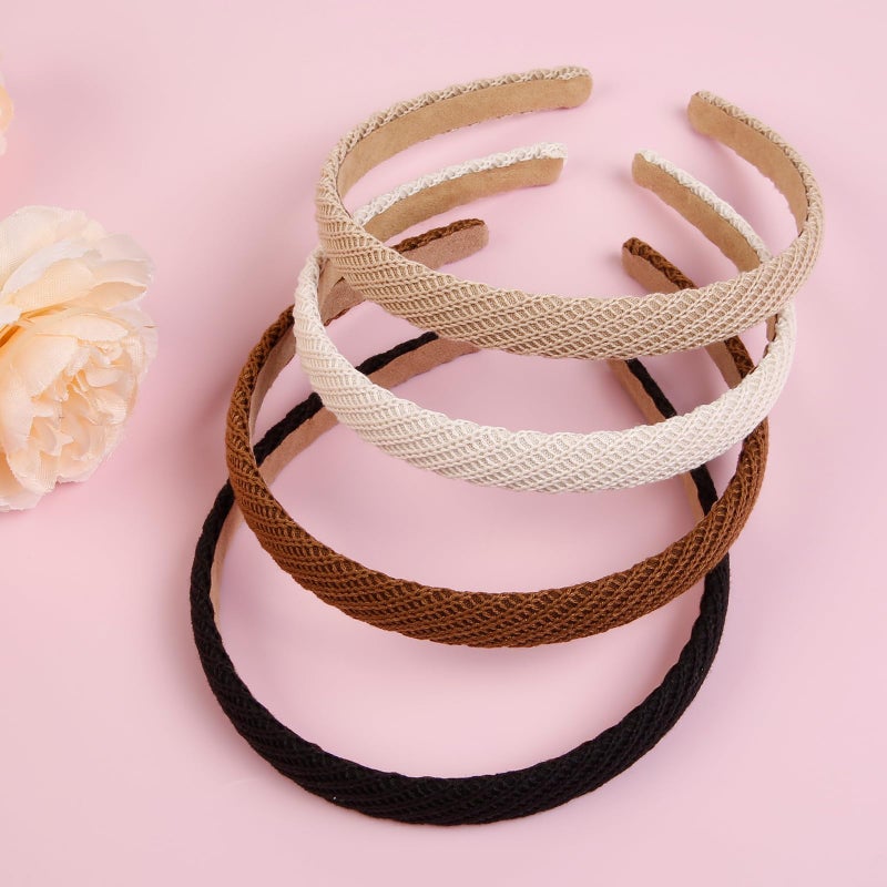 AIBFRID Headbands for Women Thin Knitted Hairbands Fashion Non Slip Headband for Women's Hair Cute Solid Colors Hair Accessories 4 PCS - Image 3