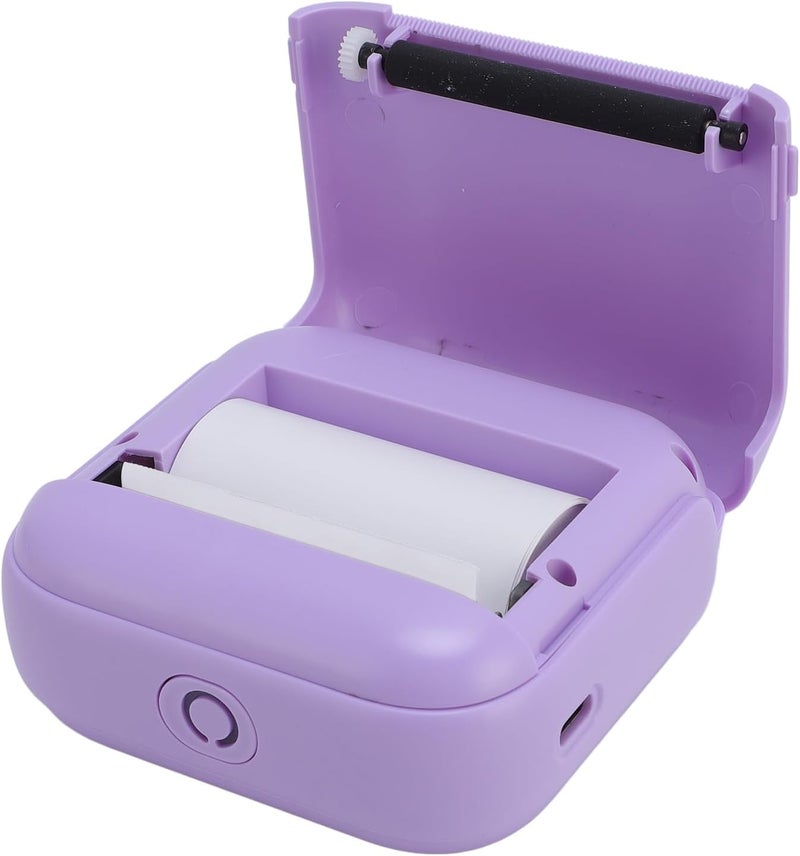 Small Thermal Printer, Pocket BT 203dpi Wireless Printer, Sticker Machine for Bill Photo Memo Wrong Question (Purple) - Image 1