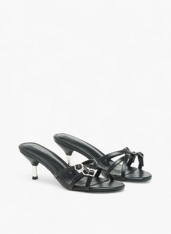 Flora Bella By Shoexpress Womens Buckle Detail Flared Heel Sandals