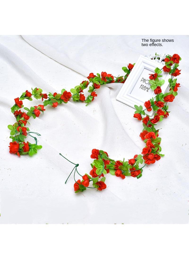 Generic 4-Pieces double head rose vine garland artificial flower plant multicolour Red  - Image 1