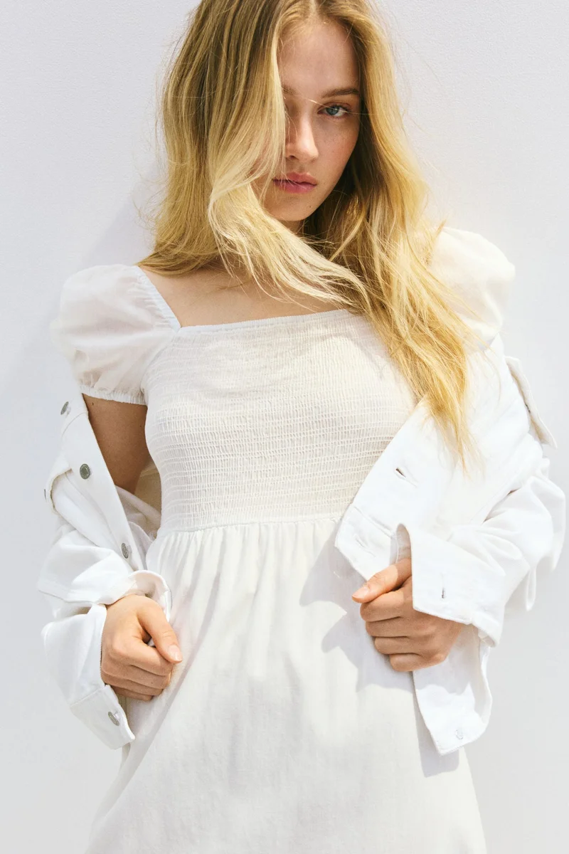 H&M Puff-sleeved cotton dress