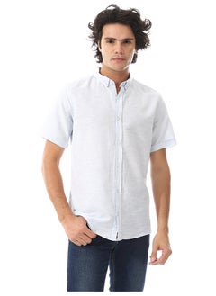 Andora Solid Linen Short Sleeve Oxford Shirt _ Light Blue  - Image 2
