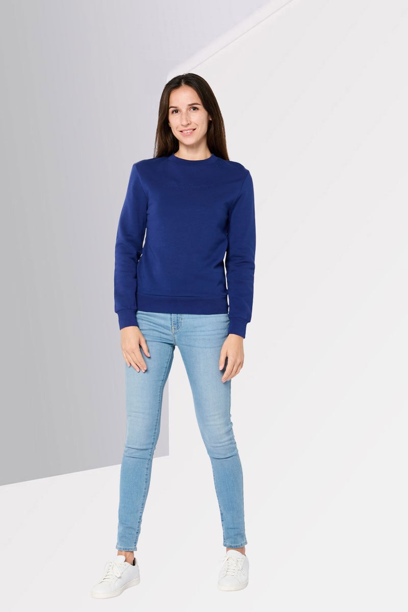 Karl Lagerfeld Women Crew Neck Brand Logo Long Sleeve Sweatshirt, Blue - Image 2