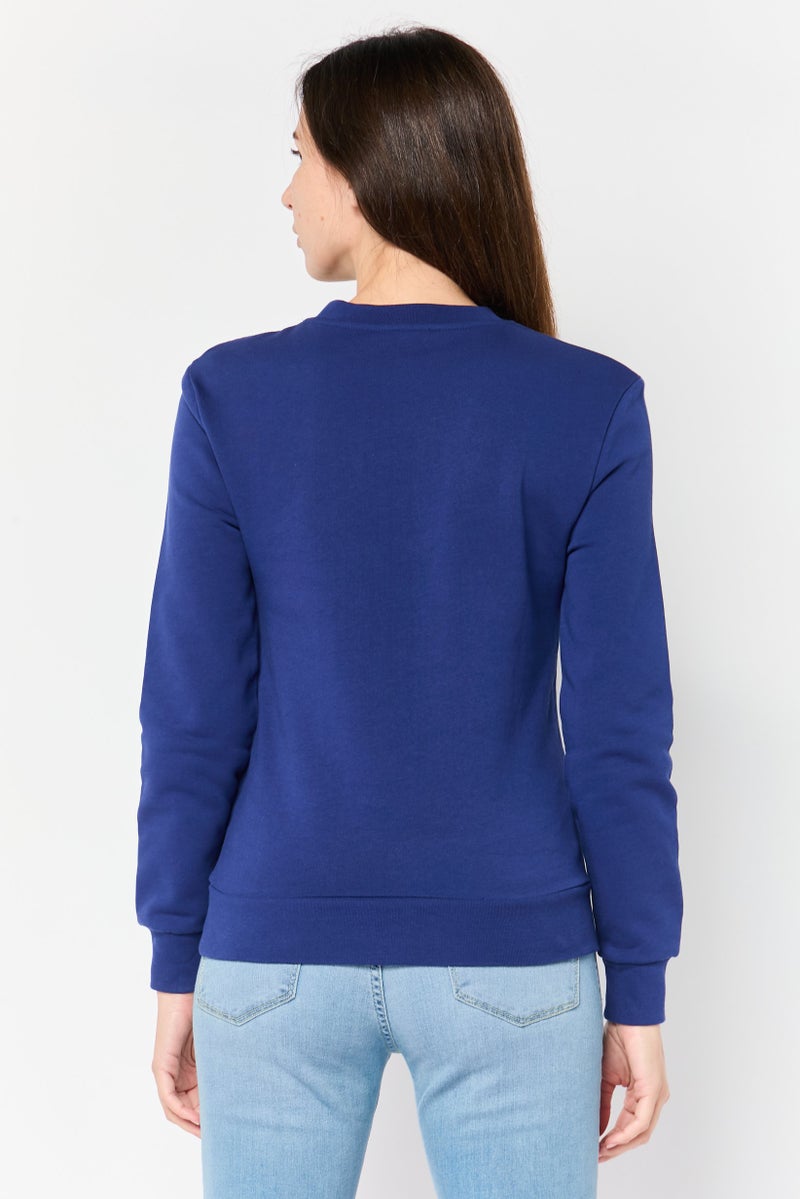 Karl Lagerfeld Women Crew Neck Brand Logo Long Sleeve Sweatshirt, Blue - Image 3