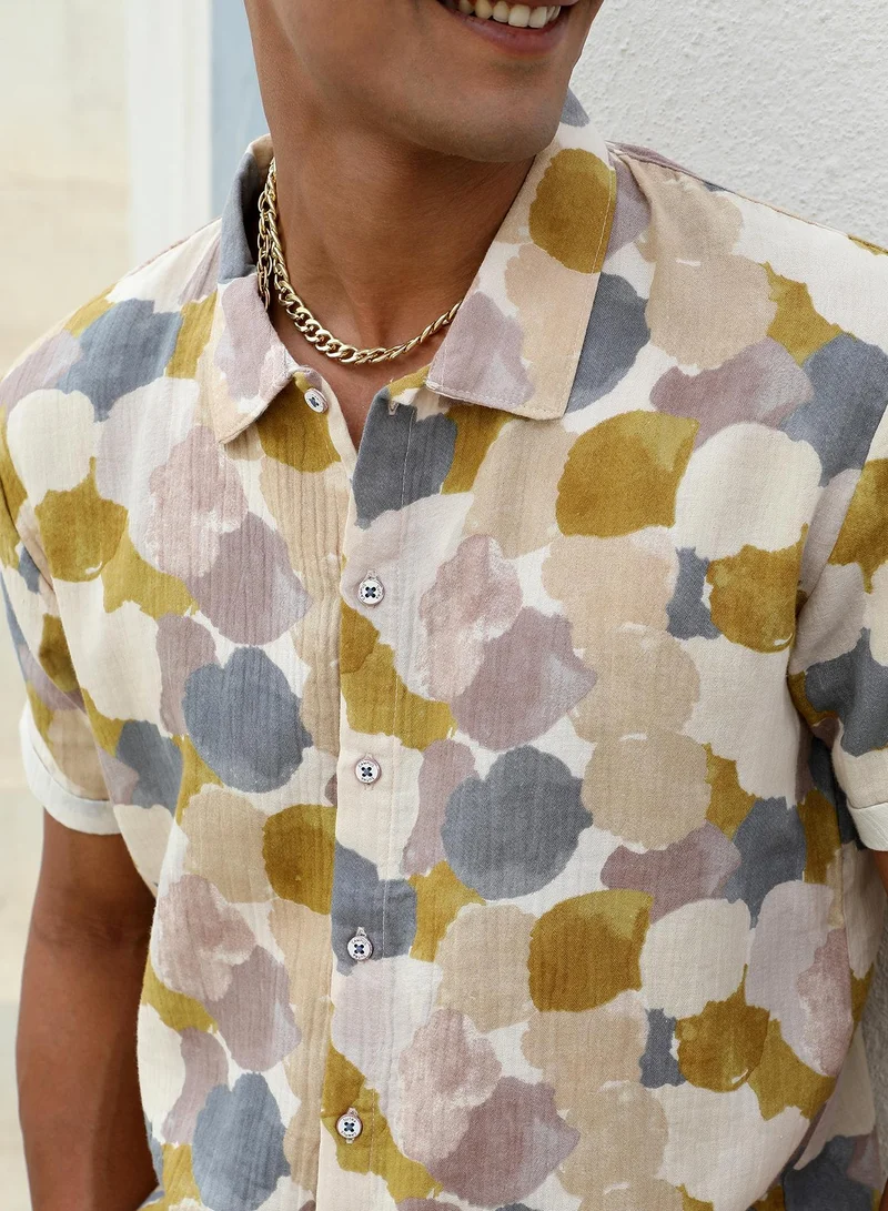 Campus Sutra Men's Multicolour Abstract Print Shirt