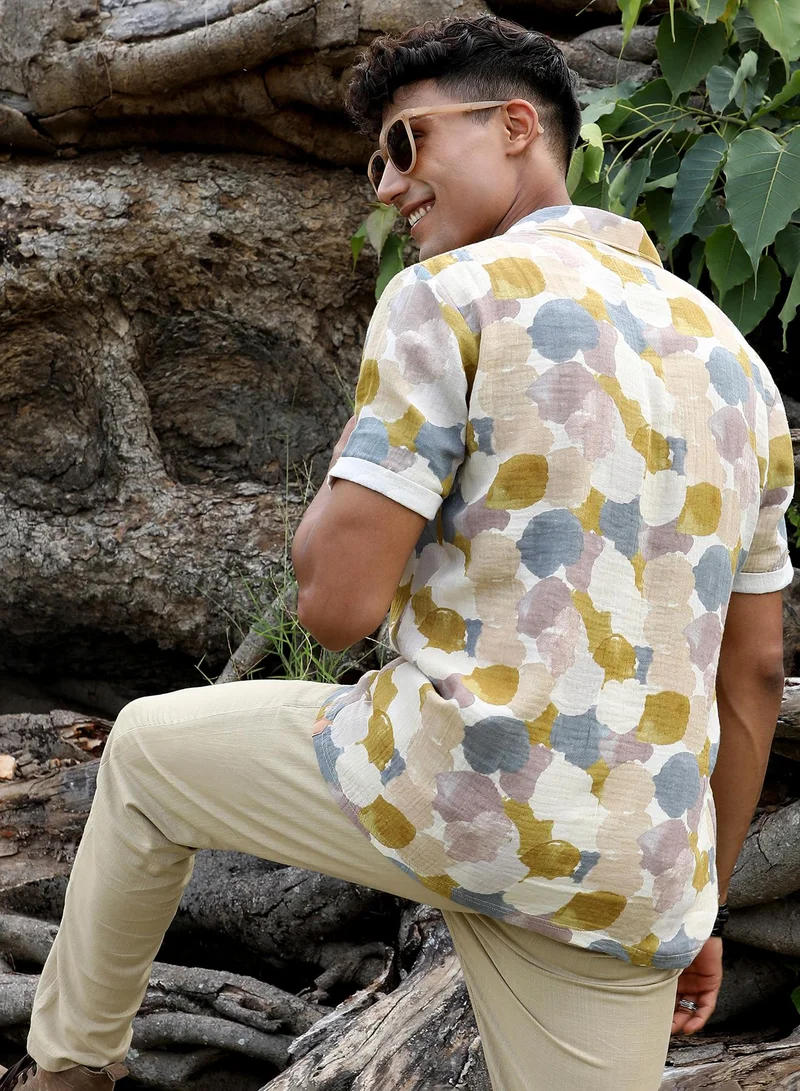 Campus Sutra Men's Multicolour Abstract Print Shirt