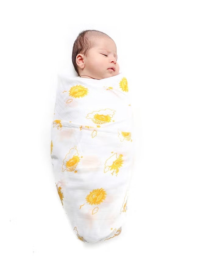 Kaarpas Newborn Swaddle Blanket Wrap | Baby Swaddle Wrap Sleep Sacks for Baby Girls Boys | Baby Swaddle 0-6 Months essentials | Organic Cotton Muslin Baby Wrap Swaddle With Sky Theme Of Sun  - Image 1