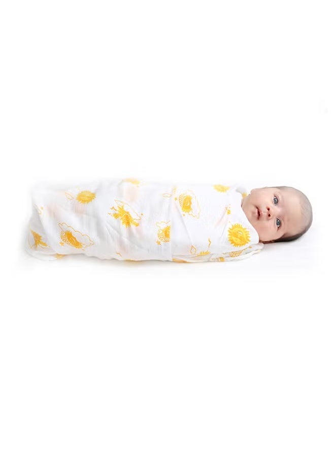 Kaarpas Newborn Swaddle Blanket Wrap | Baby Swaddle Wrap Sleep Sacks for Baby Girls Boys | Baby Swaddle 0-6 Months essentials | Organic Cotton Muslin Baby Wrap Swaddle With Sky Theme Of Sun  - Image 2