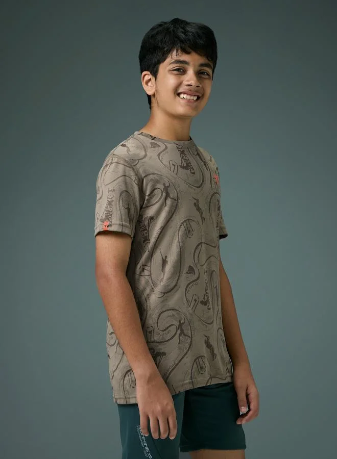 Technosport Boys Slim Fit Printed Sports T-Shirt