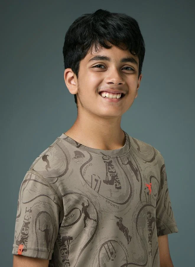 Technosport Boys Slim Fit Printed Sports T-Shirt