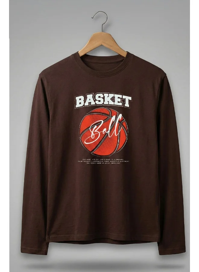 فيردو Veirdo® Men's Full Sleeve Printed T-Shirt | Trendy Graphic Print Tee VD_R_FS_B_BRN_L Brown