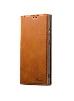 Suteni Samsung Galaxy S24 Ultra Leather Case Wallet Flip Cover Card Slots Magnetic Flip Stand Phone Holder Function Fold Shockproof Protective Full Protector Anti-drop Anti-scratch Accessory  - Image 1
