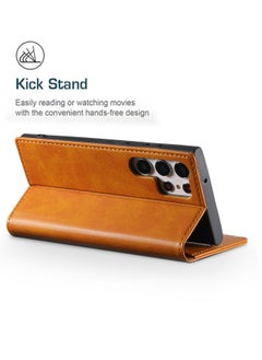 Suteni Samsung Galaxy S24 Ultra Leather Case Wallet Flip Cover Card Slots Magnetic Flip Stand Phone Holder Function Fold Shockproof Protective Full Protector Anti-drop Anti-scratch Accessory  - Image 3