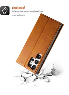 Suteni Samsung Galaxy S24 Ultra Leather Case Wallet Flip Cover Card Slots Magnetic Flip Stand Phone Holder Function Fold Shockproof Protective Full Protector Anti-drop Anti-scratch Accessory  - Image 5