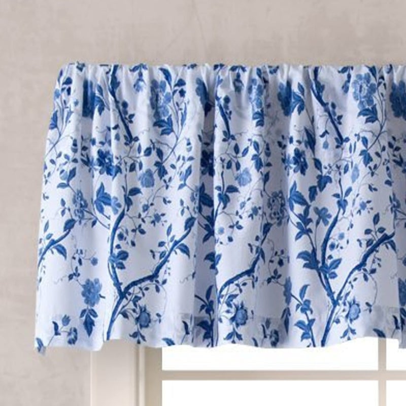 Laura Ashley - Valance, 100% Soft Cotton Window Treatment with Rod Pocket, Lightweight & Machine Washable, Floral Printed Curtain (Charlotte Blue, 15" x 86") - Image 2