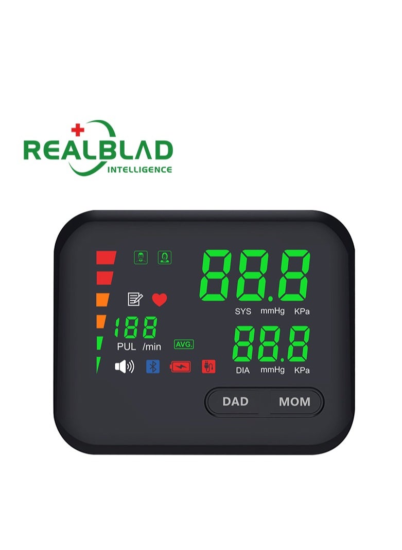REALBLAD - Blood Pressure Monitor with Voice Broadcast, Big LED Display, Type-C Charging, One-Key Operation, 2x99 Memory Records & High BP Reminder (WHITE) - Image 1