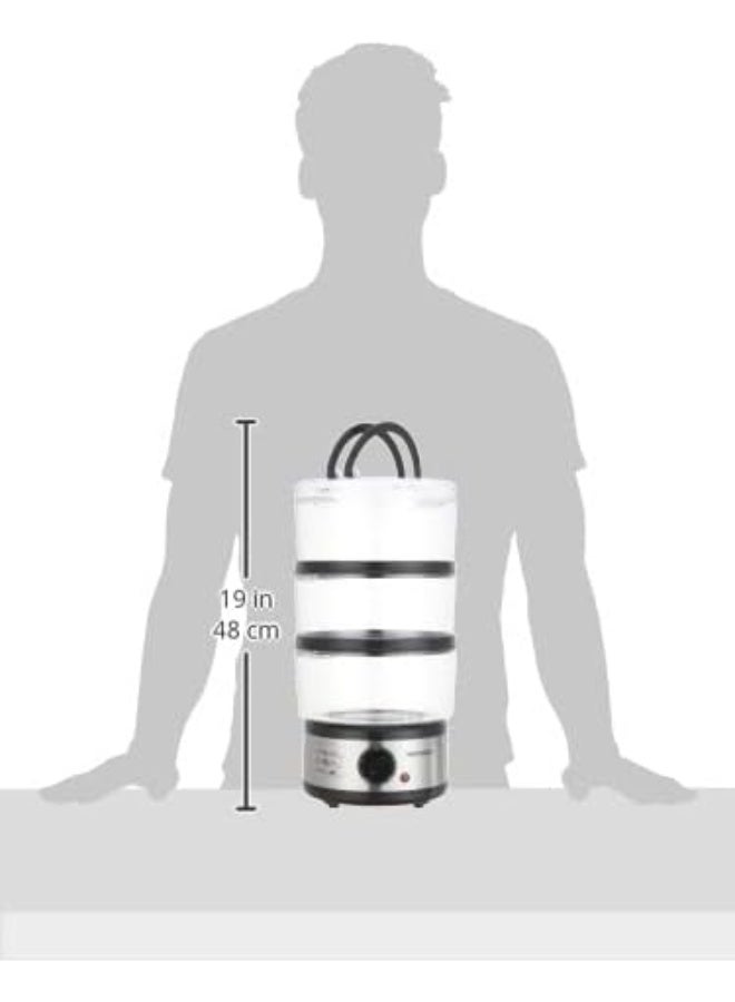 ميديا تيك جهاز طهي الطعام الصحي بالبخار من ميديا تيك، ٥٠٠ واط، ٣ أوعية، ٣ سلال، وعاء أرز/طباخ أرز، طباخ بخار مع مؤقت من ٠ إلى ٦٠ دقيقة، طباخ بخار كهربائي، MT-FS88 - فضي/أسود (ضمان لمدة عامين) - Image 2