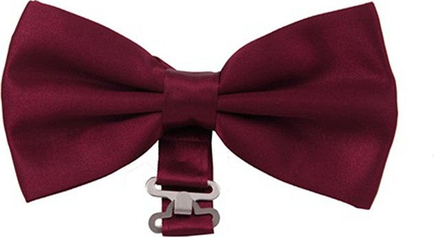 Varetta Men's Claret Red Satin Fabric Bowtie  - Image 1