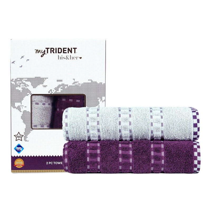 MYTRIDENT Towels for Bath, His and Her Towel Collection 2 Piece Bath Towel Set, 500 GSM,100% Cotton Towel, Towels for Men/Women - Adam & Eve - Image 2