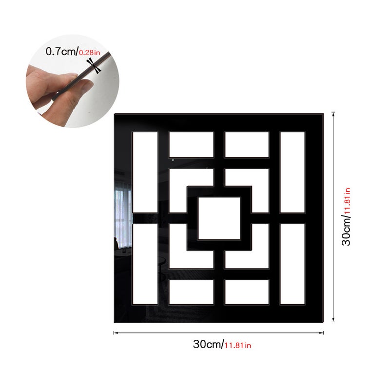 Jm1124-1131 Three-Dimensional Simple Hollow Wooden Acrylic Round Mirror Sticker Home Decorative Mirror Wall Sticker - Image 1