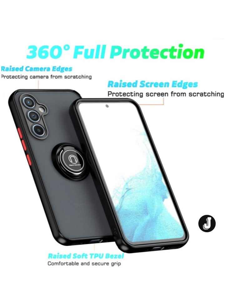 JAJEEK "Shockproof Galaxy A34 5G Case with Metal Ring Kickstand – Magnetic Car Mount Holder, Matte Hard Back Cover (Blue/Grey)" - Image 5