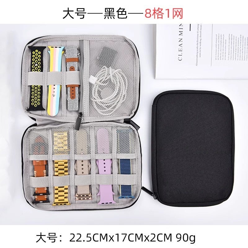 Direct Sale Apple Watch Band Storage Pouch Organizer Medium Black 22.5x17x2CM 