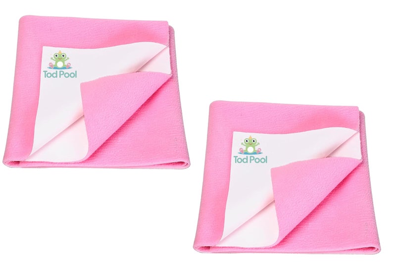 Tod PooL حامي سرير تويد بول القابل للتنفس | فليس مضاد للتكتل عالي الامتصاص قابل للغسل | ورقة مقاومة للماء سريعة الجفاف | ورقة حامي سرير للأطفال والبالغين (2، وردي، صغير (70x50 سم)) - Image 1