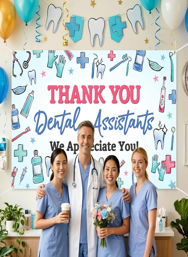 Lofaris Dental Assistant Appreciation Week Decorations Banner Gifts Women Nurses Bunting Sign Thank You for All You Do We Appreciate You Sign Backdrops Wall Party Decor Supplies (70.8x43.3inch) - Image 4