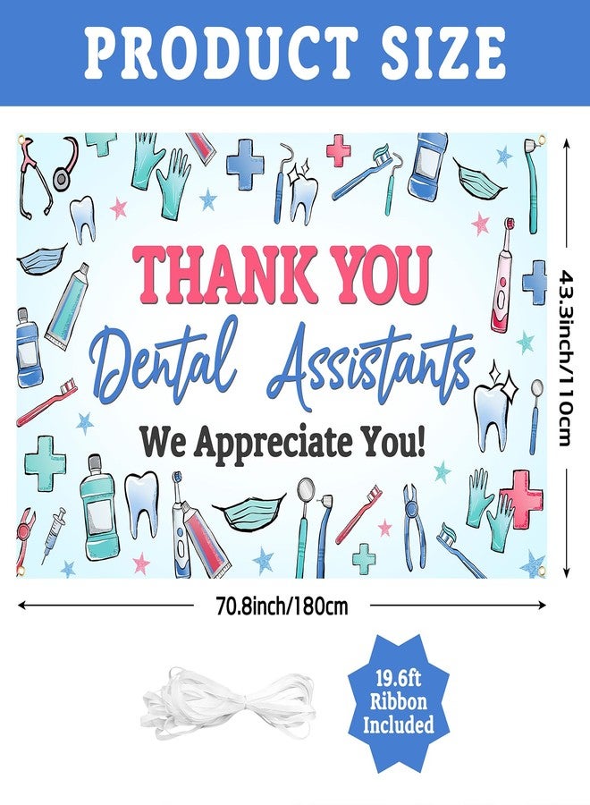 Lofaris Dental Assistant Appreciation Week Decorations Banner Gifts Women Nurses Bunting Sign Thank You for All You Do We Appreciate You Sign Backdrops Wall Party Decor Supplies (70.8x43.3inch) - Image 2