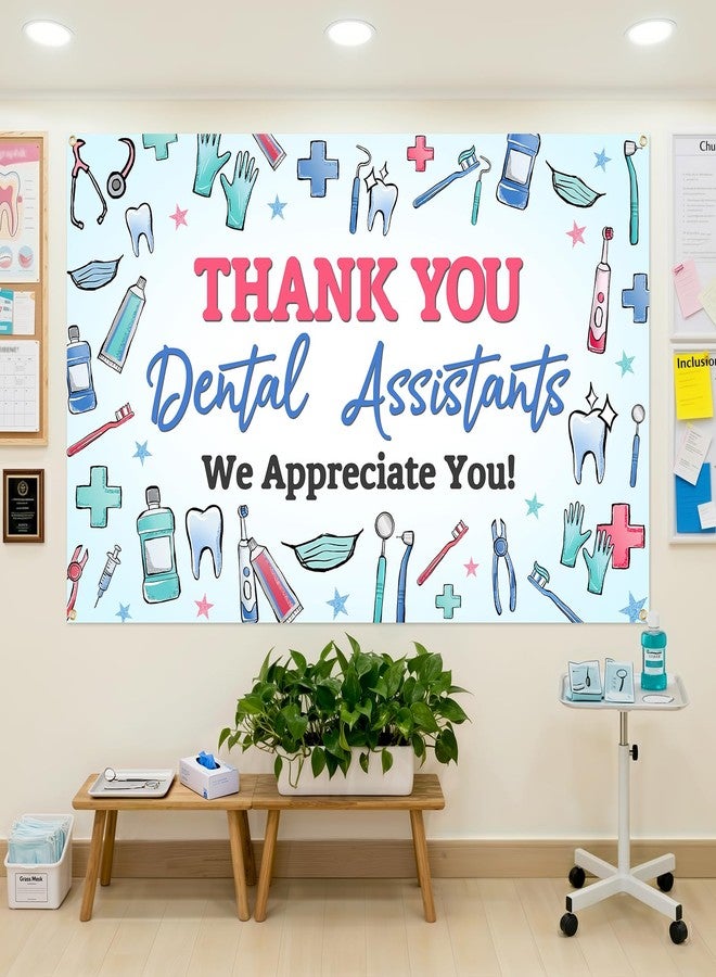 Lofaris Dental Assistant Appreciation Week Decorations Banner Gifts Women Nurses Bunting Sign Thank You for All You Do We Appreciate You Sign Backdrops Wall Party Decor Supplies (70.8x43.3inch) - Image 1