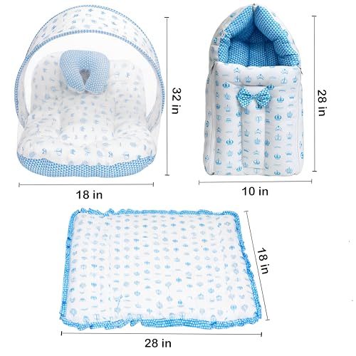 Infantbond by fareto Newborn Baby Bedding Essentials | Daily Needs Items | Hopsital kit Ready Combo | Baby Products All (Pack of 32) (0-6months)(Taj Blue) - Image 5