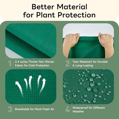 YATHO Plant Covers Freeze Protection 2 Packs 31.5" W X 47.3" H Thicker Large Outdoor Winter Frost Cloths Blankets with Zipper Drawstring, Reusable Garden Tree Cover Bags for Fruit Tree Shrub Potted - Image 2