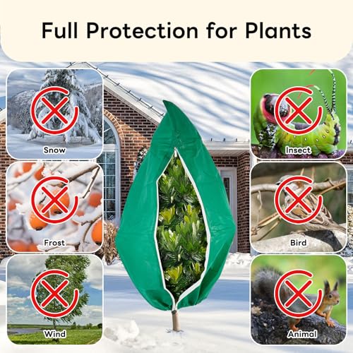 YATHO Plant Covers Freeze Protection 2 Packs 31.5" W X 47.3" H Thicker Large Outdoor Winter Frost Cloths Blankets with Zipper Drawstring, Reusable Garden Tree Cover Bags for Fruit Tree Shrub Potted - Image 3