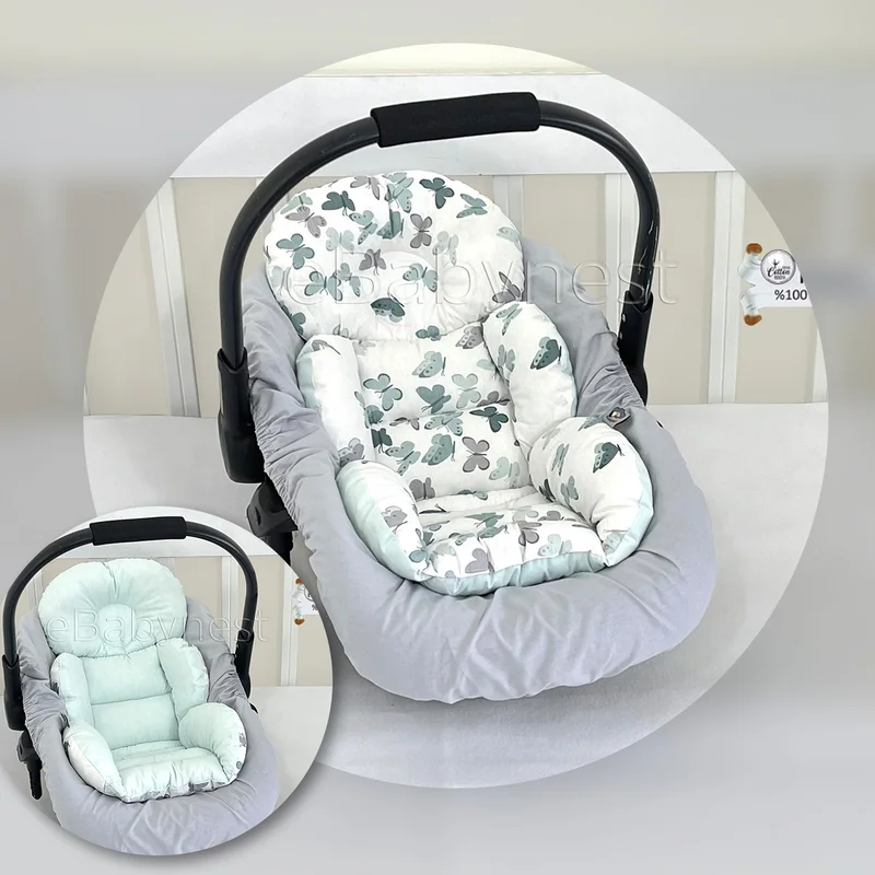 Ebabynest Kelebek Series Gray Water Green Stroller Bottom Cushion