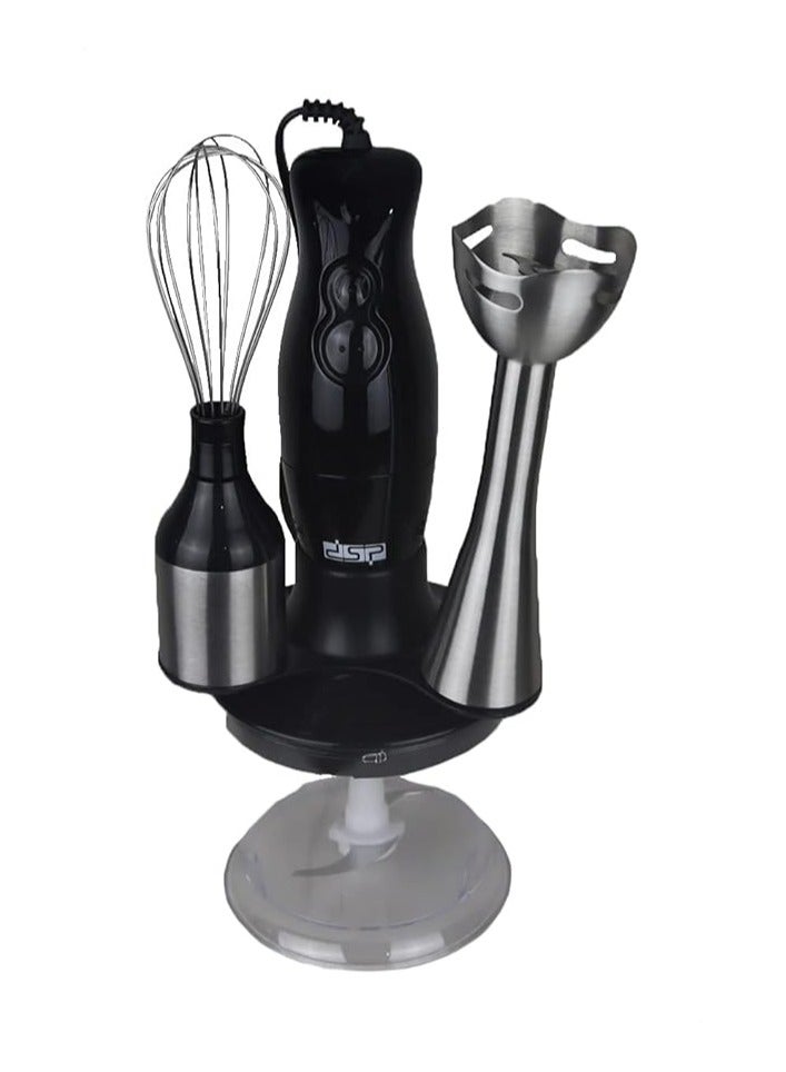 دي اس بي خلاط يدوي 4 في 1 من dsp، محرك نحاسي كامل بقوة 200 وات | مفتاح لمس ناعم، تشغيل بسرعتين، شفرات من الفولاذ المقاوم للصدأ | مفرمة 500 مل وخفاقة 700 مل، KM1004 - Image 2