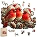 MEATRN Christmas Cardinal Wood Puzzles Adult Three Baby Birds with Santa Hat 199Pcs Wooden Jigsaw Puzzle for Festive Holiday Fun Teenss Party and Winter Activity 12289 - Image 2
