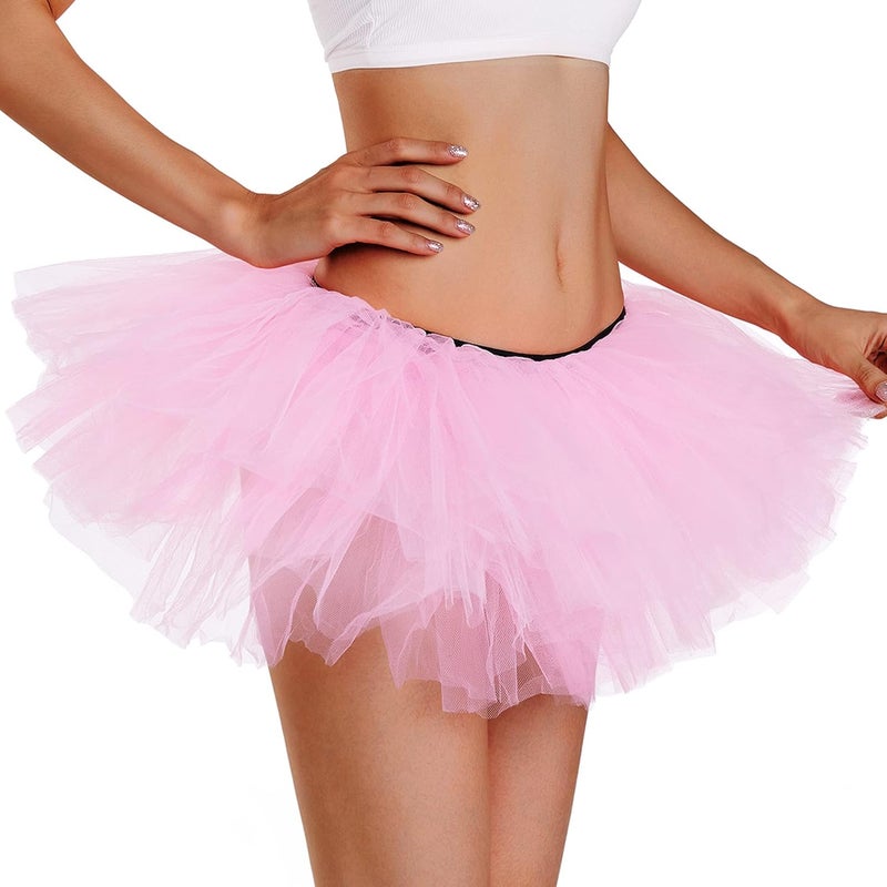 Phantomon Tutu Skirt Women's Teens Classic Elastic 5 Layered Tulle Ballet Skirt, 1950s Vintage Style Short Skirt, Adult Size - Image 2